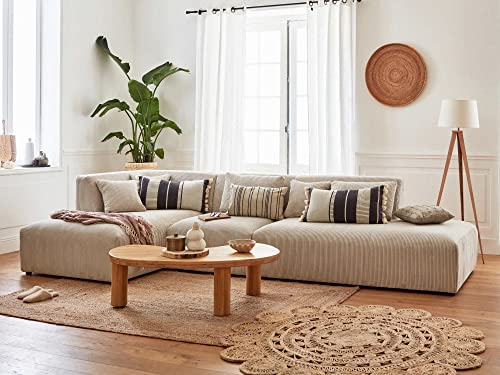 Lisa Design Victoire – modulares Ecksofa Links – 5-Sitzer – aus Cord Beige