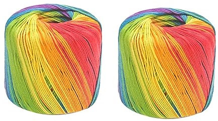 Operitacx 2 Rollen Saftiger Spitzenfaden im dunklen Garn leuchten Garn zum Häkeln weißes Kleid weißes Band Baumwollgarn mit Farbverlauf Strickgarn Sport Schnürsenkel Häkelzubehör Schalgarn