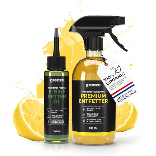 greaze E-Bike Kettenöl Fahrrad Reinigungsset - hochwertige Ebike Kettenpflege - Fahrrad Kettenöl Ebike für eine nachhaltige Schmierung (E-Bike Kettenöl Reinigungsset Light)