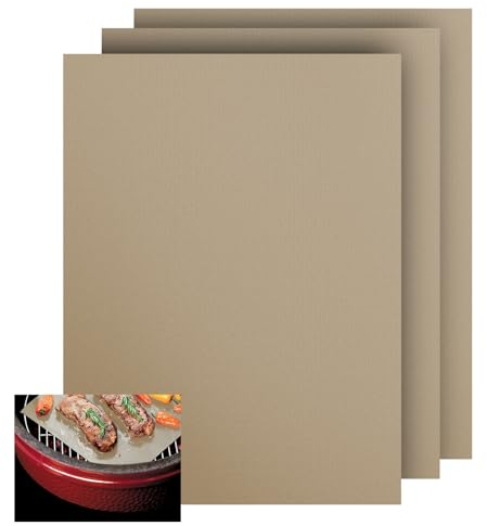 KitchenRaku Esterilla para barbacoa (32 x 50 cm, 3 unidades, universal, para el suelo de hornos de recirculación, resistente, reutilizable y lavable), adecuada para barbacoas de gas y carbón (marrón)