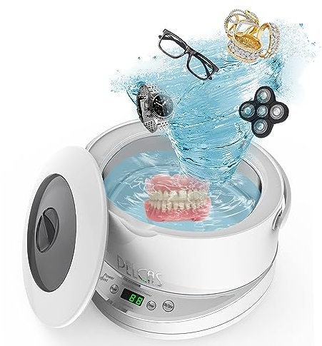 PELCAS Ultraschallreinigungsgerät Brillenreinigungsgerät 750ml Ultraschallgerät 50W 42kHz Ultraschallreiniger 5 Zeiteinstellungen trennbares Ultraschallbad für Brille Schmuck Zahnprothesen Pinsel