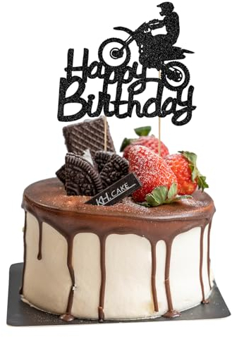 Motorrad Tortendeko, Motorrad Kuchen Topper - Hochwertige Kuchen Topper aus Lebensmittelechtem Material, für Männer Geburtstag, Einfach zu Befestigen, Geschenk für Motorradliebhaber, Nicht Essbar (A)