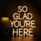 QiaoFei LED-Neonschild mit Aufschrift So Glad You Are Here, rosa Wort/Buchstaben, USB-betriebene Neonlichter für Bar, Café, Zuhause, Kunst, Wanddekoration, Geburtstag/Hochzeit, Party, Fenster,