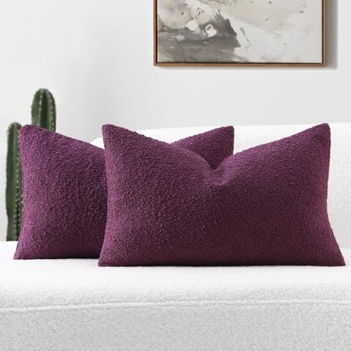 FUTEI Confezione da 2 federe decorative per cuscini lombari, 30,5 x 50,8 cm, morbide, comode, in tinta unita, per divano, letto, soggiorno, colore: viola