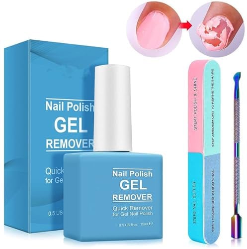 Nail Polish Remover, Gel Polish Remover for Nails with Cuticle Pusher and Nail Polish Scraper, Remove Gel Nail Polish Fast in 2-5 Minutes, No Need For Foil, Soaking Or Wrapping