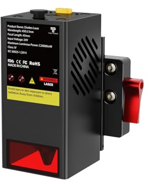 Twotrees Kit de módulo láser de 20W de potencia óptica, Fixfocus Módulo láser de punto comprimido con boquilla de suministro de aire, para fresadora CNC Cabezal de módulo de grabado láser TTC450 Pro