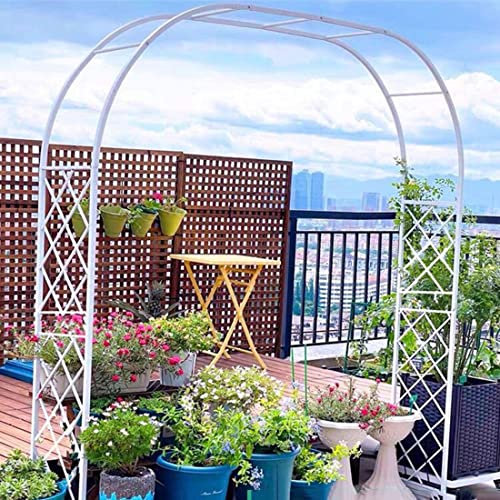 Arco da giardino in metallo per piante rampicanti, resistente, supporto per traliccio di fiori, ideale per giardino, prato, cortile, patio, matrimonio, pergolato, decorazione, color crema, 250 x 250