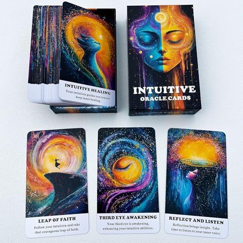 QCFQCF Intuitive Oracle Cards, Oracle Cards for Beginners, 56 Oracle Card Deck to Awaken Inner Wisdom, Enhance Psychic Abilities, Spiritual Guidance