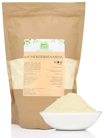 Kichererbsenmehl 1kg Besanmehl aus gemahlene Kichererbsen von Green Essence | 100% gemahlene Kichererbsen Mehl, proteinreich, Pfannkuchen, Brot, Backwaren und orientalische Gerichte, Falafelmehl, 1 kg