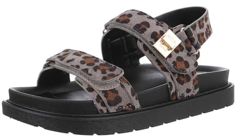 Ital Design Damenschuhe Sandalen & Sandaletten Plateausandaletten, HY4542-, Textil, Grau Braun, Gr. 38