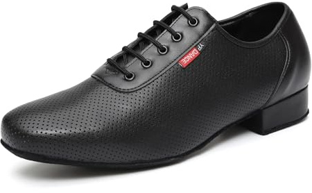 GYUBL Men's Lace‑Up Ballroom Dance Shoes with Suede Sole | Breathable, Low Block Heel, Standard Dancing Shoes for Latin Salsa Waltz Performance