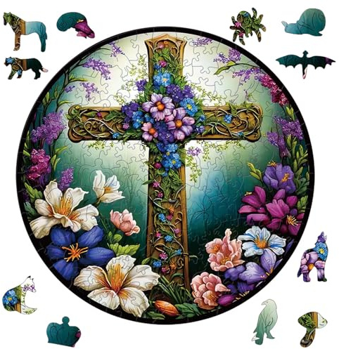 Dr. MUYA® Holzpuzzle Erwachsene, Kreuzmuster, Wooden Puzzle, 30 * 30 cm, 150 Teile, Unregelmäßige Form, Verschiedene Spielmöglichkeiten, mit Schöner Holzgeschenkbox