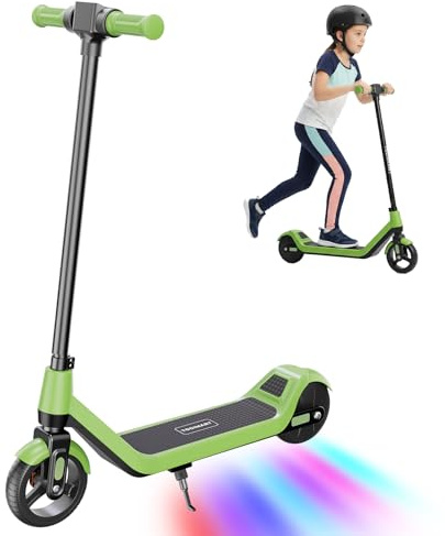 TODIMART T1 Monopattino Elettrico Bambini 6-12 Anni, 3 Velocità 6/10/16 KM/H, Freno Elettronico, Display a LED, Luci LED Colorate, E Scooter per Bambini e Bambine