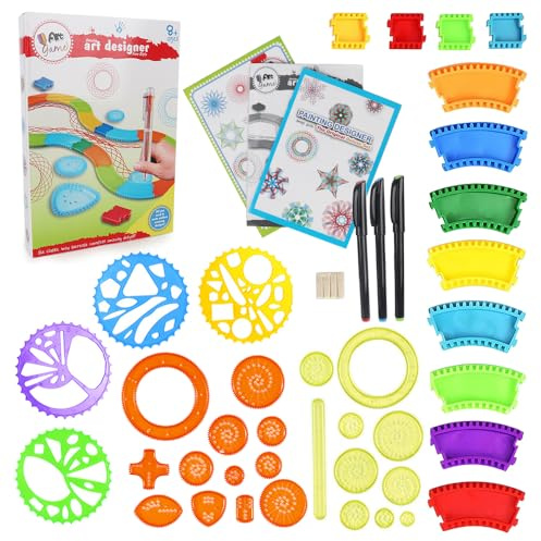 YANGUN 43 Stück Spirograph Kinder, Spiral Designer, Multifunktionale Spirograph Zeichenwerkzeug, Spiral Drawing Spielzeug Set für Kinder und Erwachsene