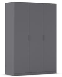 Rauch Möbel LAGOA, Kleiderschrank, Farbe Grau metallic, Breite 136 cm | Schrank, Mehrzweckschrank, 3-türig, Zubehör Basic, für Schlafzimmer, Kinderzimmer, Babyzimmer, Homeoffice, Garderobe, Flur
