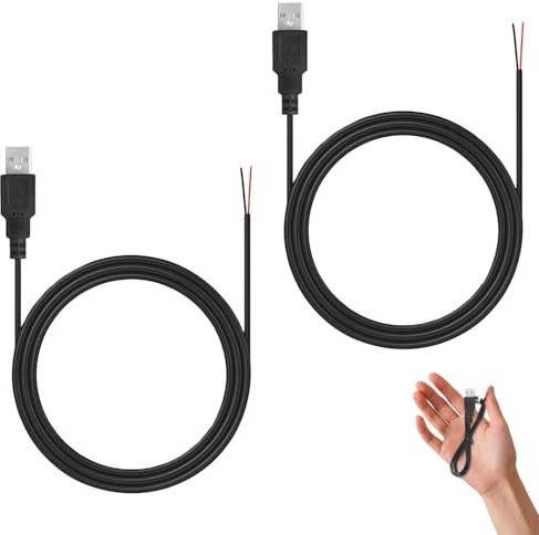 FWYDRJZC 2Pcs 3FT USB 2.0 A Male Plug to 2-Pin Bare Wire Cable, Open End Pigtail Power Data Cord for DIY Equipment Repair and Replacement Maintenance