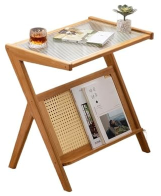 GLigeT Vielseitig Kleiner Couchtisch mit Aufbewahrung, Mobile Teestation for Wohnzimmer, modernes und minimalistisches Design for Teeservice Servieren Wohnungen(Beige,55cm)
