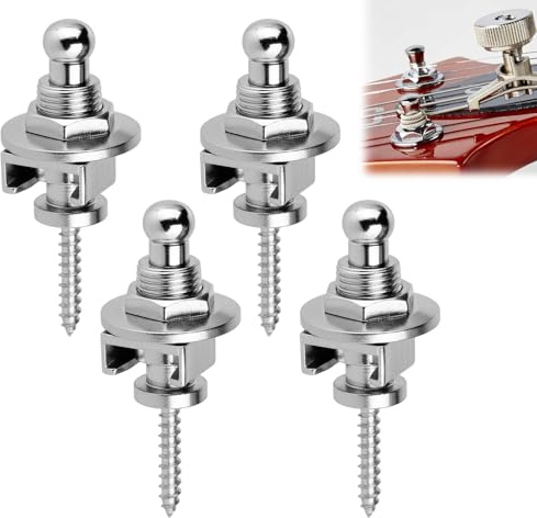 Guitar Strap Locks Set 4 Pack Strap Lock Set Buttons Security Quick Release Straplocks Strap Parts,Strap Locks for Electric Guitar Replacement,for Electric and Acoustic Guitars