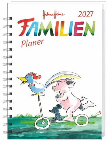 Helme Heine: Familienplaner-Buch A5 2027: Familienkalender mit 5 Spalten. Liebevoll illustrierter Buch-Kalender mit Einstecktasche und Schulferien. Terminplaner mit 160 Seiten.