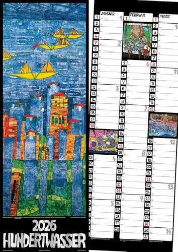 Hundertwasser Streifenkalender Art 2026