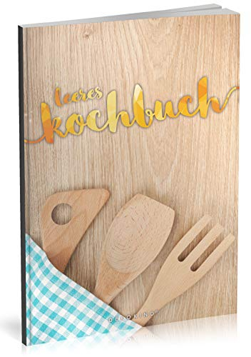 Dékokind® Leeres Kochbuch: Für über 80 Lieblingsrezepte || Ca. A5 Softcover || Rezeptbuch zum Selbstgestalten / Selberschreiben mit Inhaltsverzeichnis || Motiv: Kochlöffel