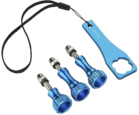 Mantona Juego de Tornillos con Clave para GoPro – Azul