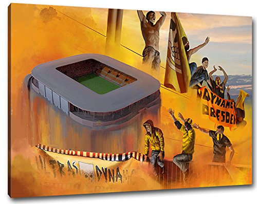 Ultras Stadion Dresden Format: 60x40, Bild auf Leinwand XL, fertig gerahmt