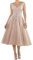 BetterGirl Damen Elegant Hochzeitskleider Teelänge Spitze Applikationen Brautkleider Brautjungfern Kleider(Erröten,44)