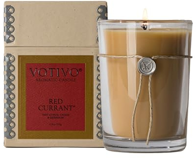 Votivo Red Currant 6.8 oz Aromatic Candle | Soy Wax Blend | Luxury Glass Jar Scented Candle & Box | Candles for Home Scented | Long Burning & Highly Scented