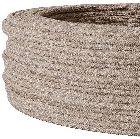 Textilkabel für flexible Elektroinstallation (H05VV-F), Stoffkabel 3x1.5mm², Aufputz-Textilkabel, Installationskabel, Leinen - Meterware