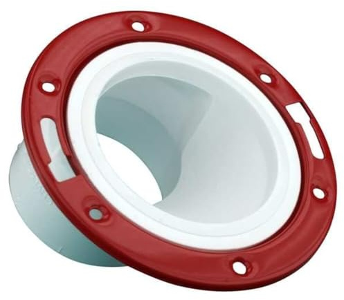 Mueller Industries PVC Closet Flange, Offset, Metal Ring, Hub, 4 x 3 Pipe Size - Pipe Fitting