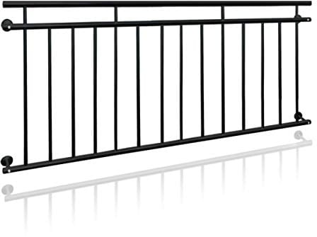 ECD Germany Garde-Corps Balcon Français - 184 x 90 cm - Noir - Acier Peint par Poudrage - Appui Rambarde Balustrade Grille de Sécurité Balcon - Grille de Fenêtre