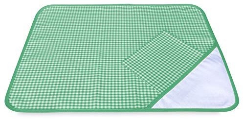 Tischdecke und Serviette für Kindergarten, kariert, aus Faden mit Aida-Stickerei – Grün