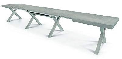 KONTE.DESIGN Tavolo GALLIPOLI allungabile in legno, finitura Cemento Beton, 180x100 cm - 480x100 cm 22 posti