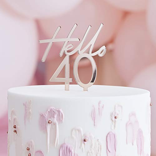Ginger Ray Tortenaufsatz für Geburtstagskuchen, Motiv: Hello 40, aus Acryl, Rotgold
