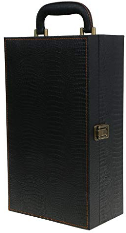 Lfdhcn Caja de Botella de Vino Bolsa de Cuero de Lujo 2 Vino Tinto Champagne Tote Carrier Asa Estuche de Viaje Organizador de Regalo