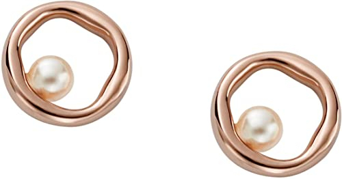 Skagen Damen Edelstahl Ohrringe mit Perle und Pfostenverschluss