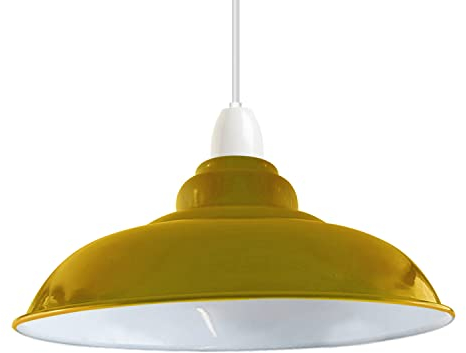 LEDSone Industrielle Hänge-Deckenleuchte, Lampenschirm, Retro-Küchen-Hänge-Deckenleuchten, Vintage-Metall-Loft-Bar-Hängebeleuchtung, rustikale Hängelampenschirm (Gelb, 1 Packung)