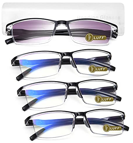 LUFF 4Pcs Anti-Blue-Ray-Lesebrille Tragbare Ultraleichtleser（1.25X）