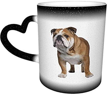 Oaieltj Mug amusant qui change de chaleur, motif bouledogue anglais, personnalisable à la chaleur, tasse à thé, tasse à café magique