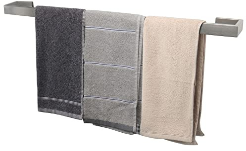 TocTen, Handtuchhalter mit quadratischer Bodenplatte, aus verstärktem Edelstahl SUS304, robuste Handtuchstange zur Wandmontage für das Badezimmer, Badaccessoire, in gebürstetem Nickel, 76,2 cm