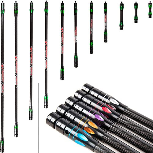 wolfman Bogenschießen Bogen Stabilisator Ausgleichsstange 4-34 Zoll Kohlefaser Stabilisatorstange Dämpfungsgewicht Stoßdämpferstange für Compoundbogen Recurvebogen Jagdzubehör (10 Zoll, Grün)