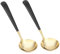 2 Piece Round Soup Ladle, 19cm Stainless Steel Ladle Soup Spoons with Long Handle Kitchen Serving Silver Ladle for Stew for Home Kitchen Restaurants Dishwasher Safe(Black and Gold)