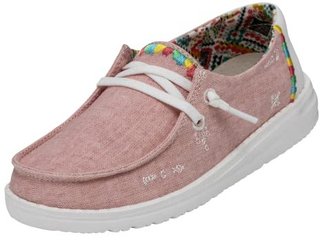 Hey Dude Wendy Youth Boho Moc Toe Shoes, Rose, 33 EU