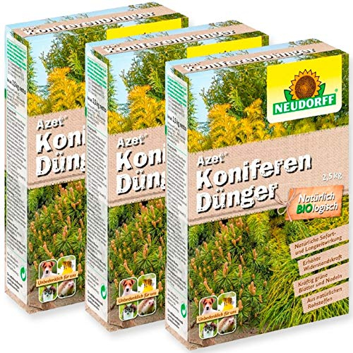 Neudorff Koniferen Dünger Azet 3 x 2,5 kg Sparpack + Gratiszugabe 20g Kressesamen Sprint