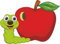 U24 Aufkleber Wurm mit Apfel 36 x 27 cm Autoaufkleber Sticker Konturschnitt