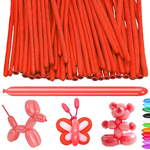 YOUYIKE 100 Stück Modellierballons, Lange Luftballons zum Formen, Modellier Luftballons für Tiere, Magischer Ballon, für Geburtstage Veranstaltungen Dekoration, Partys, Hochzeiten (Rot)