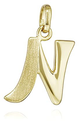 NKlaus Kettenanhänger Buchstabe N 333 Gelb Gold 8 Kt teilmatt 14x11mm Alphabet Amulett 13307