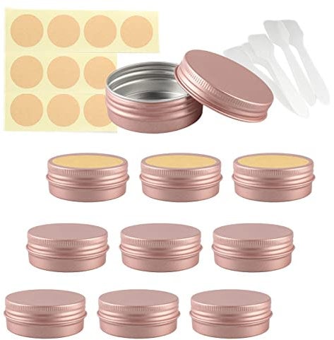 LusDoly Pack of 20, 30ml Rose Gold Empty Round Aluminium Tins Cosmetics Container Pots with Screw Lids for Lip Balm, Lotion, Cream, Masks, Mini Candles, Cosmetics