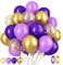 Paready Purple and Gold Balloons, 60 Pcs 12 Inch Latex Dark Purple and Metallic Gold Confetti Balloons, Party Balloons Birthday Baby Shower Wedding Bridal Shower Party Graduation decor, Purple Gold